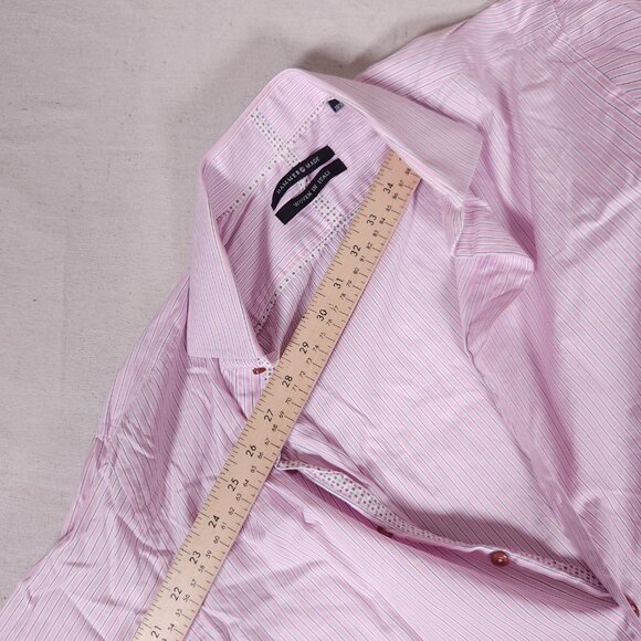 Hammer Made Button Shirt Mens Label 39/15.5 Long Sleeve Striped Pink Business - Picture 9 of 14